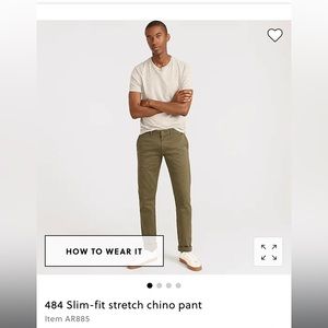 J. Crew | 484 Slim-fit Olive Green Stretch Chino Pants 30/30